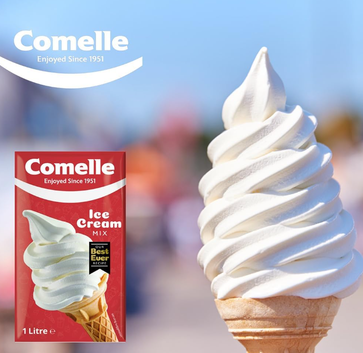 4 x Comelle Ice Cream Mix Vanilla 1L Skimmed UHT Long Life Milk Sundea