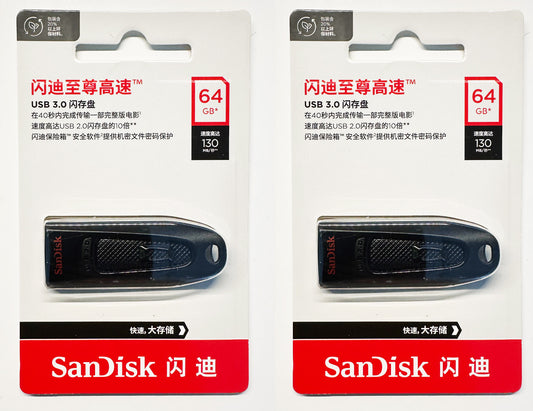 SanDisk Ultra USB 64GB 3.0 Flash Pen Drive Memory Stick Multi-Pack