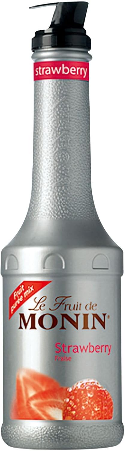 MONIN Strawberry Fruit Mix Puree 1L for Cocktails, Smoothies and Mocktails. Vegan-Friendly, Allergen-Free, 100% Natural Flavours and Colourings. 2-in-1 Strawberry Puree and Sugar Syrup Hybrid