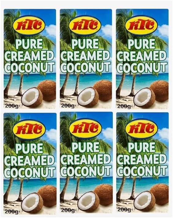 Original Creamed Coconut 200g (Pack of 6) No Artificial Colours, No Additives, Rich and Creamy