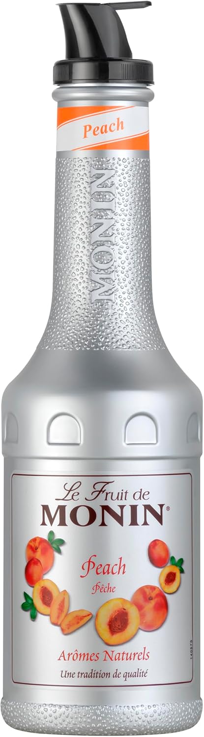 MONIN Peach Fruit Mix Puree 1L for Cocktails, Smoothies and Mocktails. Vegan-Friendly, Allergen-Free, 100% Natural Flavours and Colourings. 2-in-1 Peach Puree and Sugar Syrup Hybrid