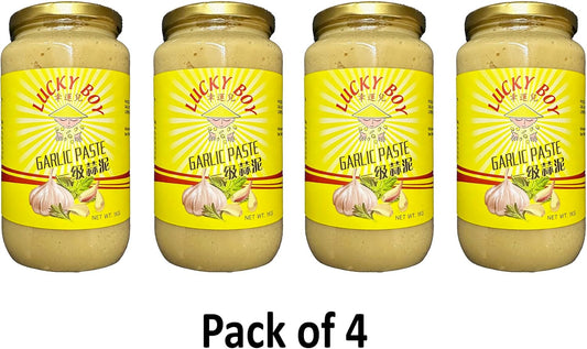 LUCKY BOY Garlic Paste | 1Kg JAR | Catering Size (Pack of 4x1Kg)