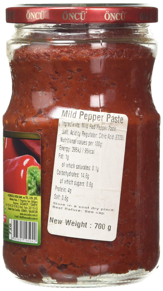 Öncü Mild Red Pepper Paste - 700gr Jar - Turkish Sweet