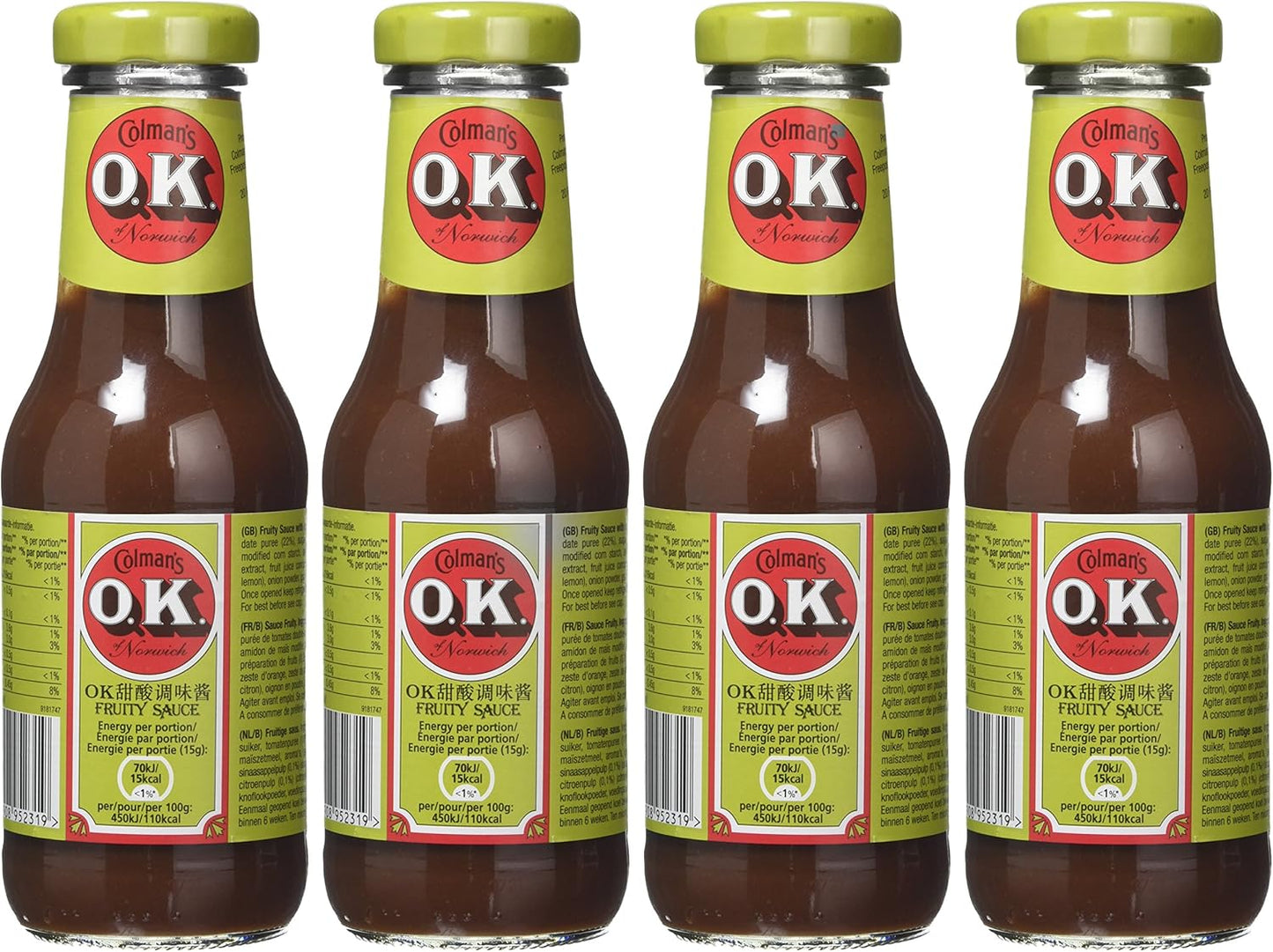 Colman's OK Fruity Sauce 335 g (Pack of 4)
