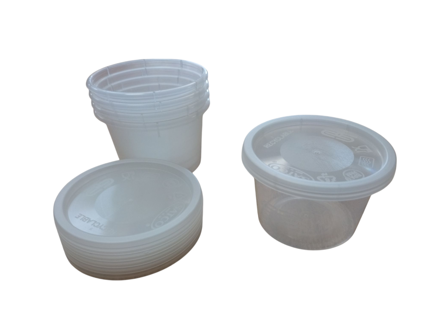 LUCKY BOY 50 X Takeaway Cups With Lids Clear Round Plastic Food Containers Microwave, Freezer And Dishwasher Safe In Sizes 2oz - 4oz - 8oz