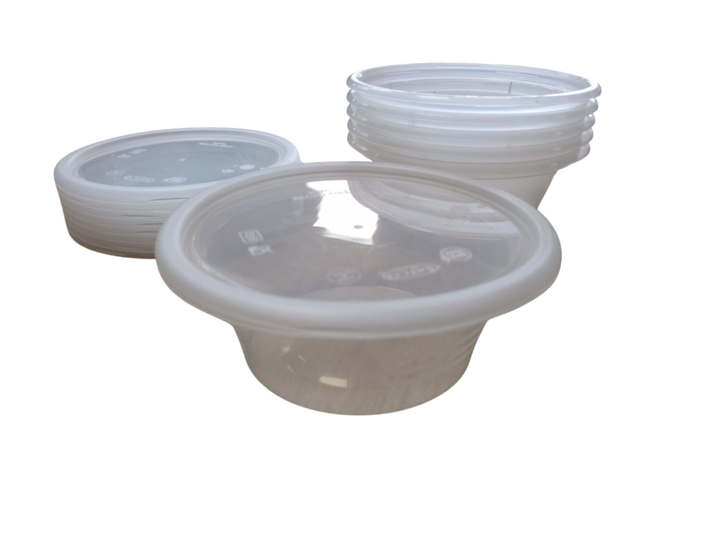 LUCKY BOY 50 X Takeaway Cups With Lids Clear Round Plastic Food Containers Microwave, Freezer And Dishwasher Safe In Sizes 2oz - 4oz - 8oz