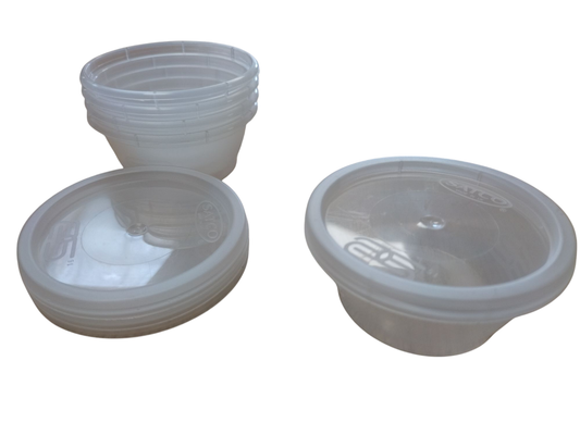LUCKY BOY 50 X Takeaway Cups With Lids Clear Round Plastic Food Containers Microwave, Freezer And Dishwasher Safe In Sizes 2oz - 4oz - 8oz