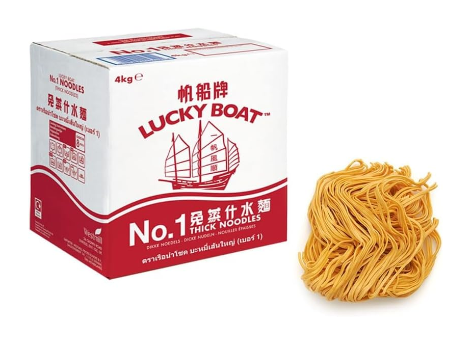 Lucky Boat Noodles No1 & No2 Mixed Thin & Thick Pack 1 Kg Variety Pack (10-12 nests approx)
