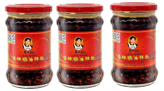 LAO GAN MA Crispy Chilli in Oil 210g (Pack of 3)