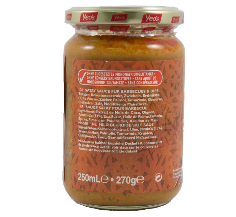 Yeo's Satay Sauce 250 ml (Pack of 4)