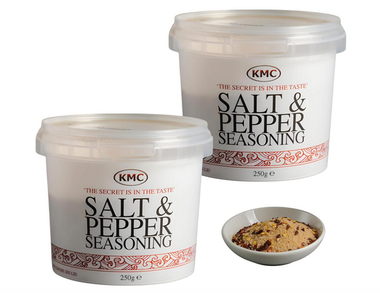 KMC Salt and Pepper - Chinese Seasoning with MSG for Cooking - Seasoning for Chips, Meat, and Fish - 250g x 2 Pack
