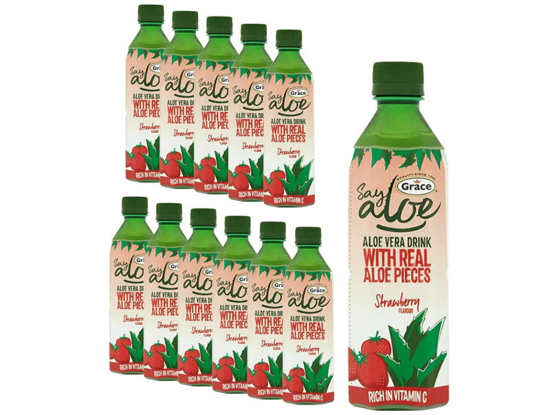 Grace Aloe Vera Drink STRAWBERRY Flavour 500 ml (Pack of 12)