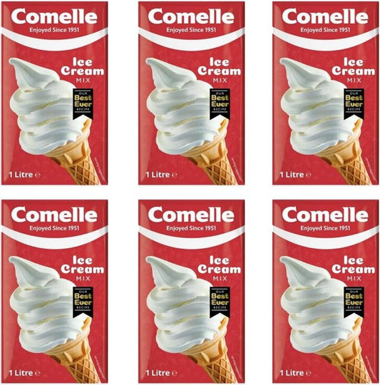 6 x Comelle Ice Cream Mix Vanilla 1L Skimmed UHT Long Life Milk Sundea