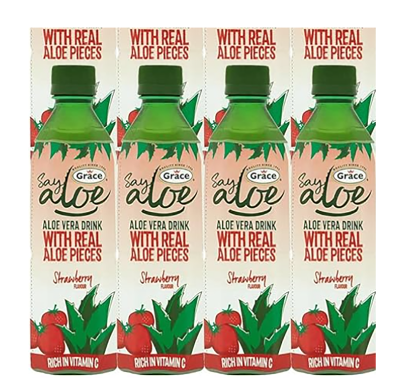 Grace Say Aloe 4 x500ml Aloe Vera Original Mineral Vitamin C -Different Flavours