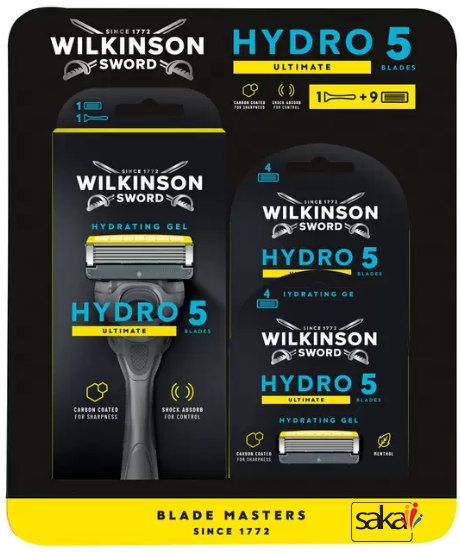 Wilkinson Sword Hydro 5 Ultimate Razor Handle + 9 Blades by SAKA