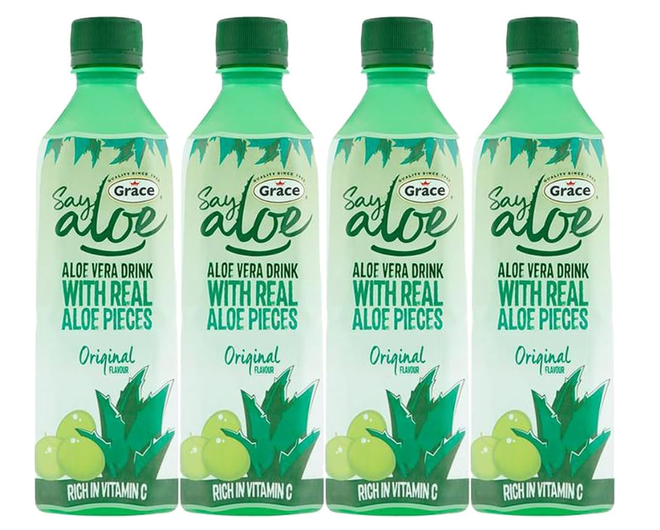 Grace Say Aloe 4 x500ml Aloe Vera Original Mineral Vitamin C -Different Flavours