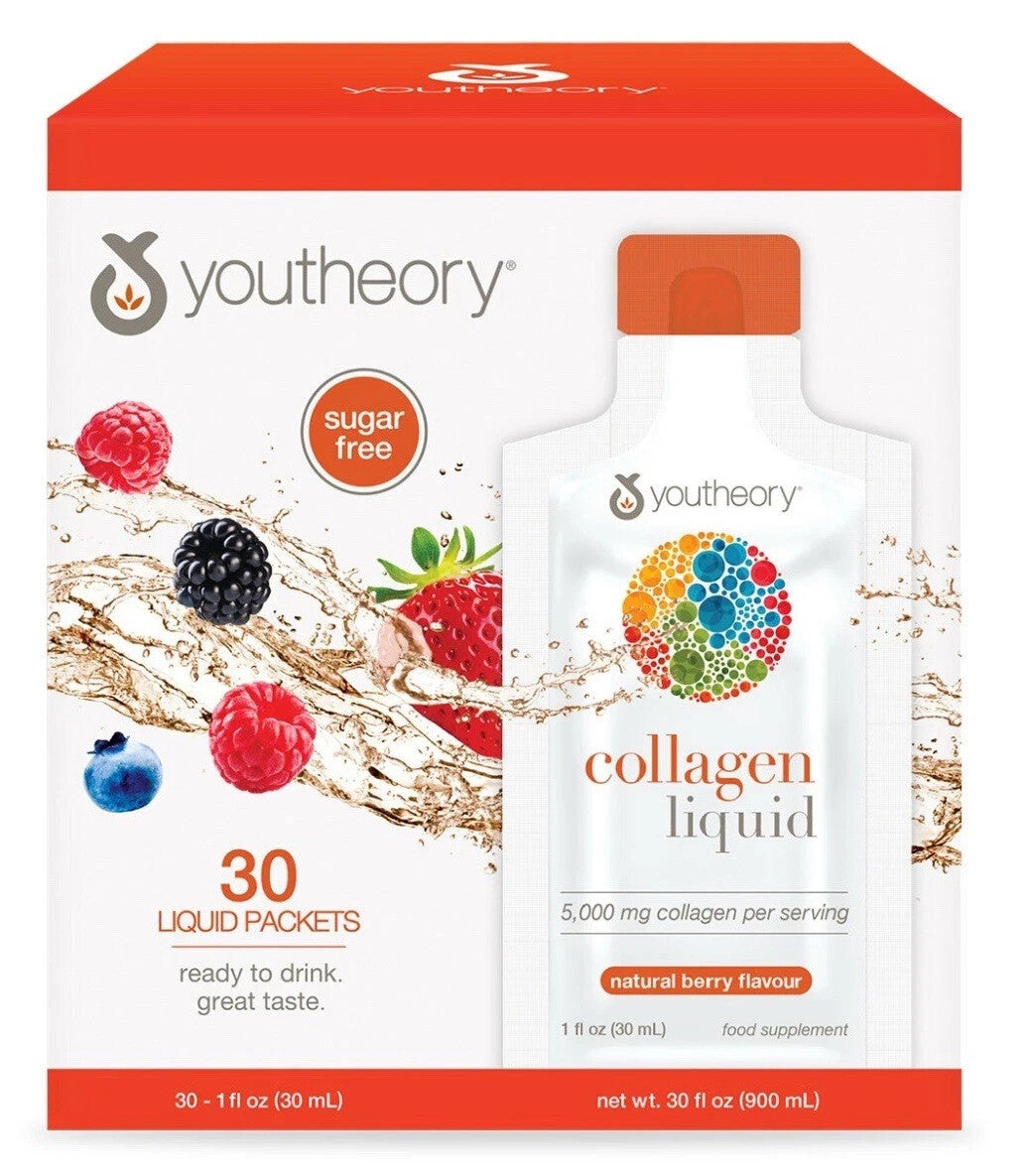 Youtheory Collagen Liquid 5000mg - Berry Flavor | 30ct Ready-to-Drink Boost