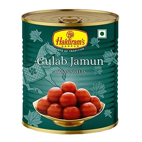 Haldiram Gulab Jamun Tin 1 kg (Pack of 1) – Popular North Indian Sweet – Classic Small Sweet Balls – Sweetened Sugary Syrup