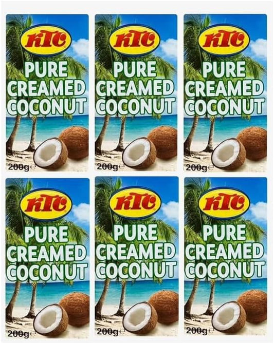 Original Creamed Coconut 200g (Pack of 6) No Artificial Colours, No Additives, Rich and Creamy