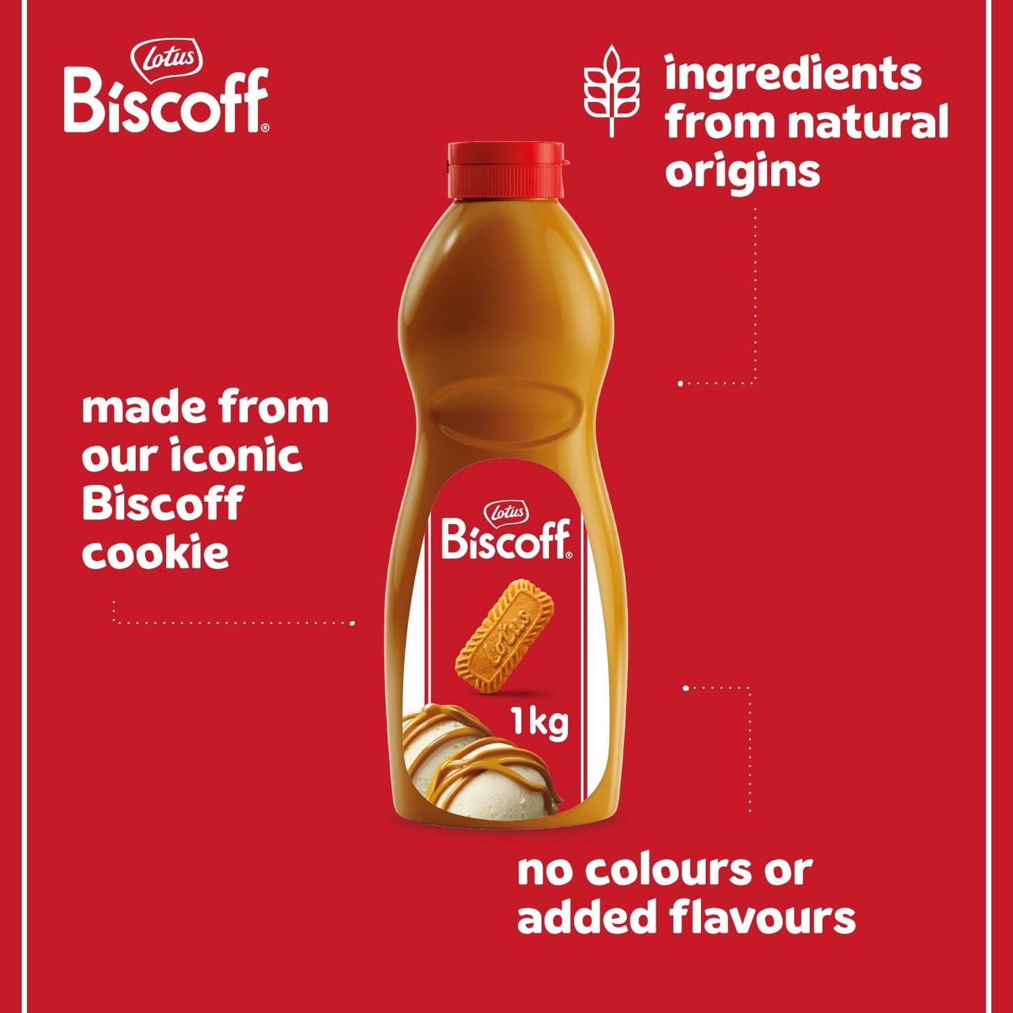 Biscoff - Sweet Spread Topping - Caramelised biscuit flavor - Vegan - No colours or added flavours - 1L, Packaging May Vary