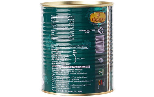 Haldiram Gulab Jamun Tin 1 kg (Pack of 1) – Popular North Indian Sweet – Classic Small Sweet Balls – Sweetened Sugary Syrup