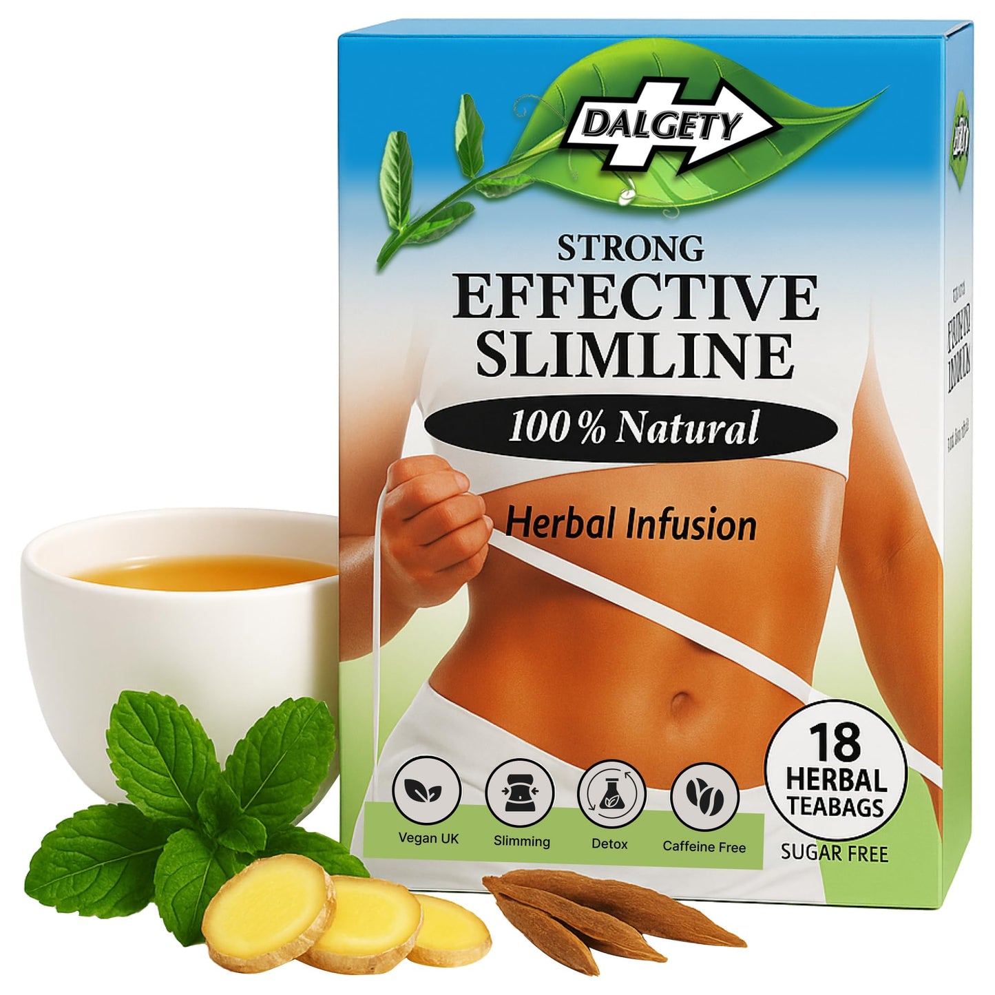 Dalgety Effective Slimline Herbal Infusion 40g Carton - 100% Natural, Caffeine Free Tea (Total 18 Teabags) – Our Slimming Tea is Packed with Unique Health Benefits