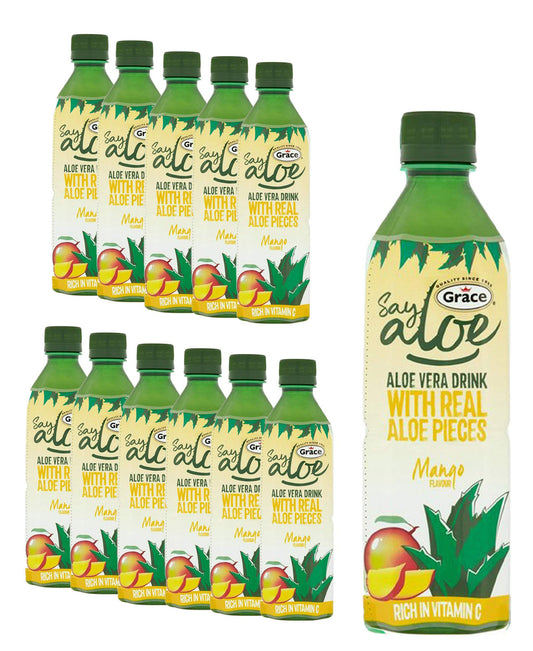 12 x 500ml Real Aloe Vera Soft Drink Juice Vitamin C Mineral Mango